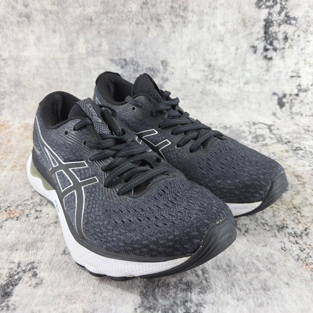 ASICS Gel Nimbus 24 Running Shoes Womens 8 Wide Black White 1012B199 Trainers